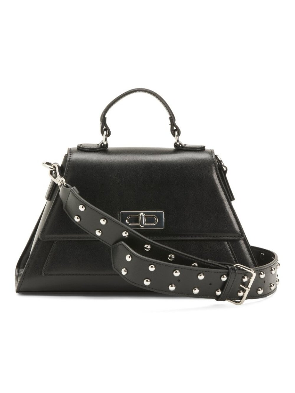BCBGeneration Black Studded Satchel Crossbody Bag Silver Hardware Y2K